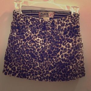 Leopard Corduroy Skirt with Heart Pockets